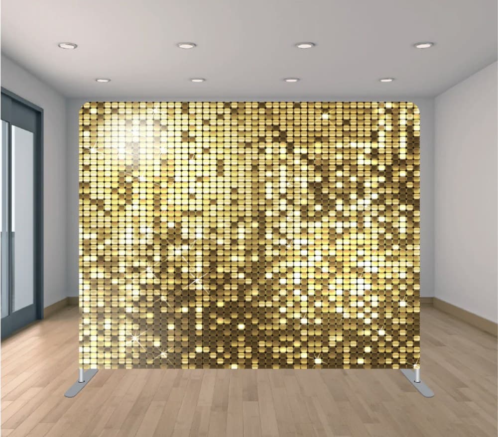 Gold Sequin backdrop setup