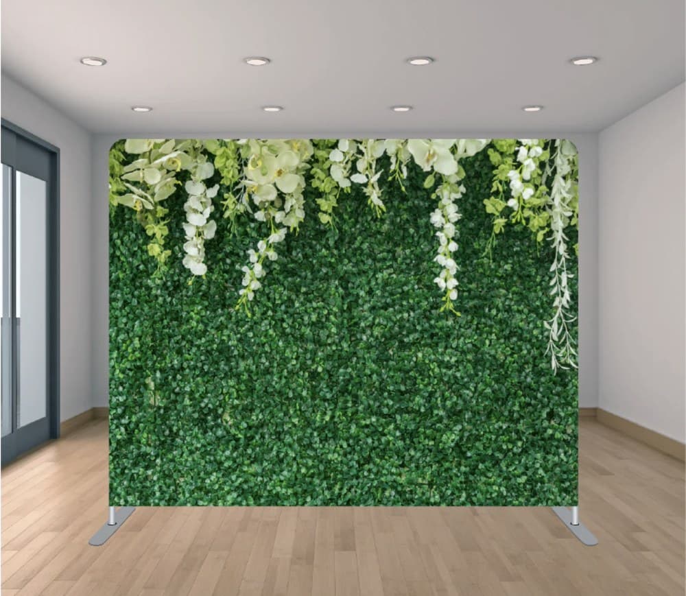 Greenery & Orchid backdrop setup