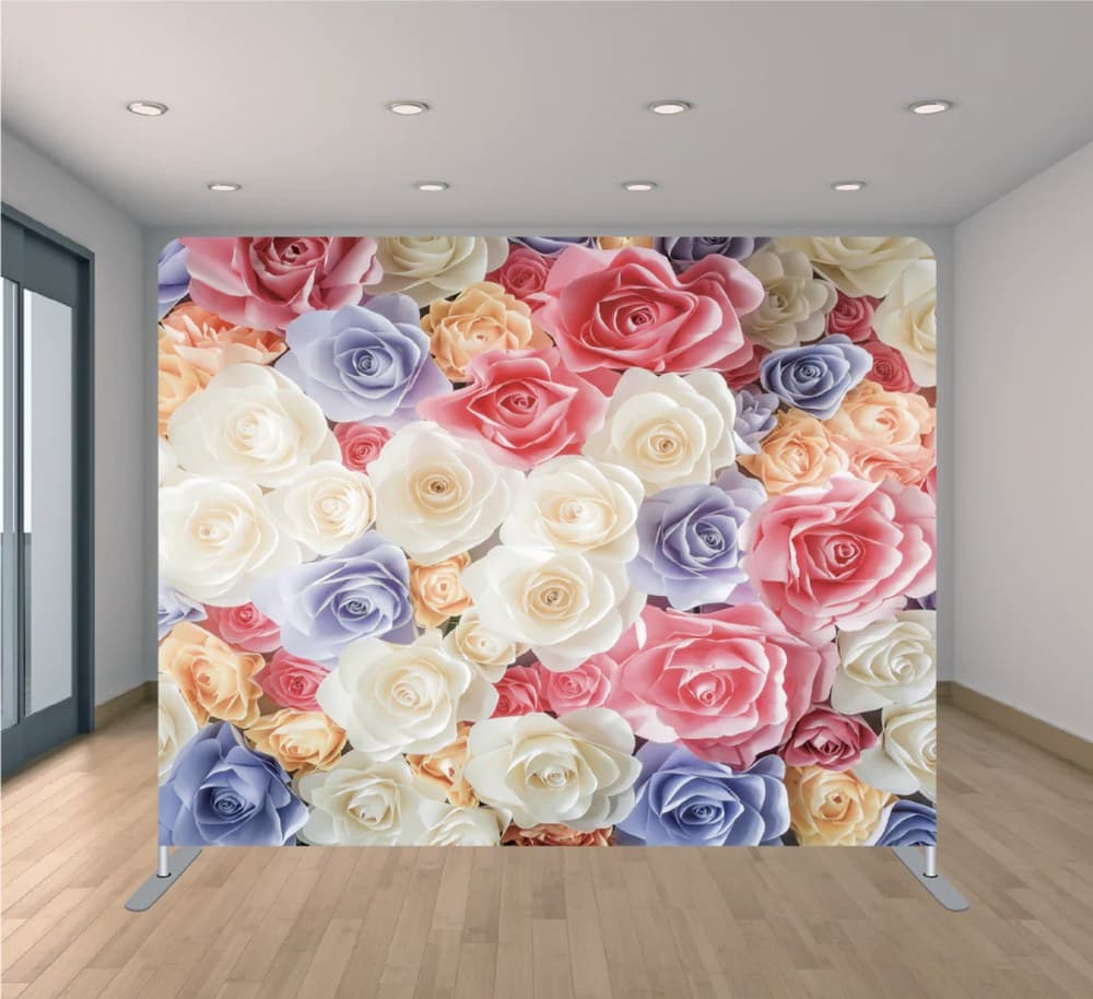 Mixed Rose Wall backdrop setup